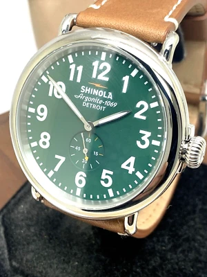 Reloj Hombre Shinola S110000038 Runwell Cuarzo Esfera Verde Cuero Marrón 47mm Foto 1 de 4