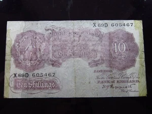 Großbritannien 10 Shillings ND 1940-1948 5467h90 England Bank Emergency Wartime Banknote - Bild 1 von 2