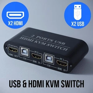 4K KVM Switch HDMI 2 Port Box, USB HDMI Switches for 2 Computers One Monitor - Picture 1 of 7