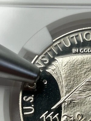 1987 S Constitution Silver Dollar NGC Mint Error PF69 UC Obverse Struck Through - Image 1 of 4