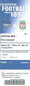 mint Ticket Friendly 29/7/2017 Hertha BSC Berlin vs. Liverpool FC - Picture 1 of 1