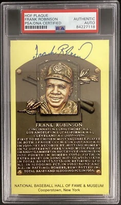 Frank Robinson Signed Gold HOF Plaque Postcard Yellow Orioles Autograph PSA/DNA - Image 1 of 2