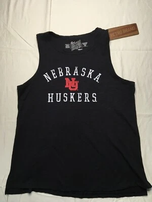 Camiseta sin mangas negra original retro marca para mujer Nebraska Cornhuskers parte inferior dividida Foto 1 de 4