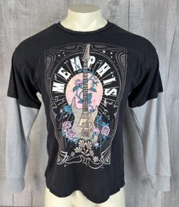Stitch And Pine Long Sleeve Shirt Memphis Guitar Rock Roses Y2K Emo Adult Small - Picture 1 of 18