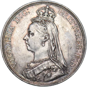 1887 Crown - Victoria British Silver Coin - Very Nice - Picture 1 of 2