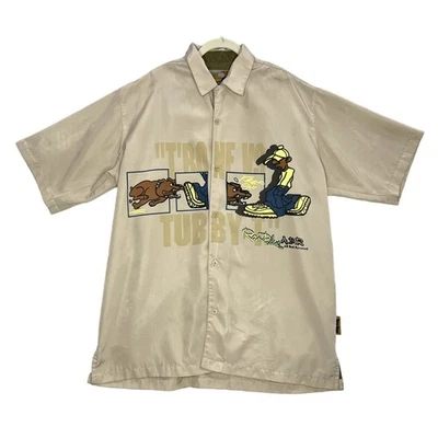 Camisa Denim Azul Crudo Talla L Vintage Tubby T vs Trone Rap Manga Corta Abotonada Foto 1 de 4