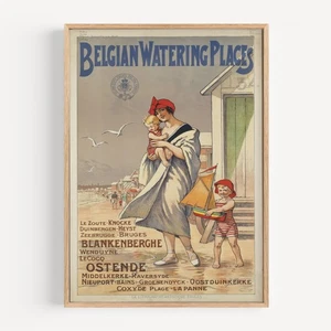 Belgian watering places Retro Travel Poster - Picture 1 of 11