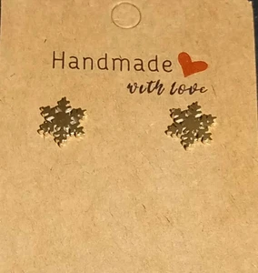 Snowflake Gold Snowflake Christmas Stud Earrings for Women #2 - Picture 1 of 3