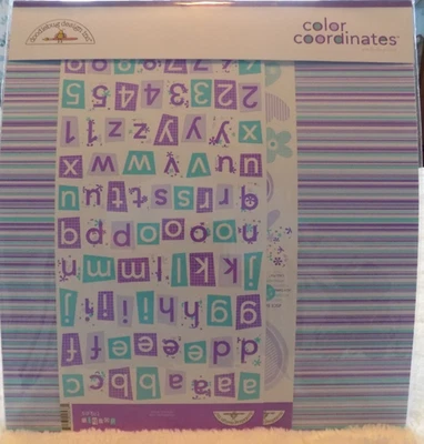 Kit de página de álbum de recortes de coordenadas de color Doodlebug #375 perfectamente púrpura 8 artículos Foto 1 de 4