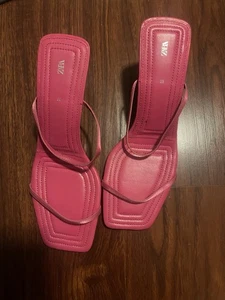 Zara Heeled Sandals With Thin Strap NWOT Size 39 - Picture 1 of 5