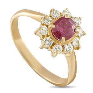 18K Yellow Gold 0.39ct Diamond and Ruby Ring - Picture 1 of 4