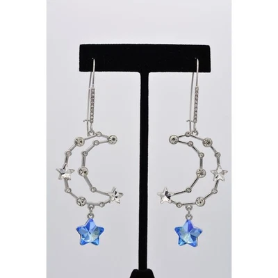 Pendientes Betsey Johnson Estrella Luna Azul Estrás Cristal Cuelga Deslumbramiento BinAO Foto 1 de 4