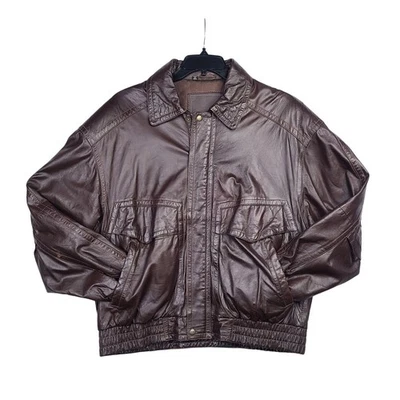 Chaqueta de Cuero Estilo Indiana Jones Aviador Años 80 De Colección Borgoña Para Hombre Grande Moto Foto 1 de 4