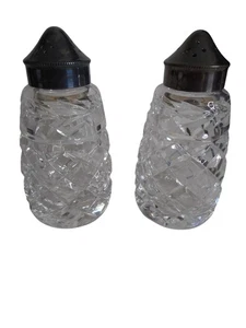 Vintage Waterford Glandore Crystal EPNS Silver Plate Salt & Pepper Shakers - Picture 1 of 3