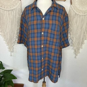 All Saints Casual Blue and Orange Button Down Shirt XXL - Picture 1 of 6
