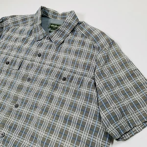 Vintage Eddie Bauer Kurzarm Knopfleiste Herren XL braun blau kariert Freizeit Outdoor - Bild 1 von 7