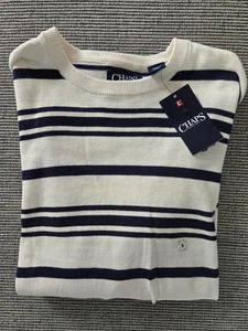Chaps Men's Size Small Long Sleeve Pullover Sweater NEW Blue/White Stripes - Picture 1 of 3