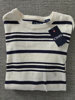 Chaps Men's Size Small Long Sleeve Pullover Sweater NEW Blue/White Stripes - Image 1 of 3