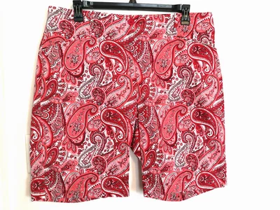 Talbots Womens Shorts 18W Plus Paisley Red Pink Bermuda Stretch Chino Pockets - Image 1 of 4