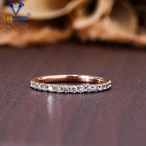 Anillo de oro rosa de 18 quilates con diamantes de corte redondo de 0,30 TDW banda de uso regular labstone - Imagen 1 de 5