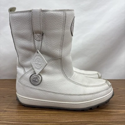 Timberland Botas Mujer 8 1/2 M Cuero Blanco Medio Pantorrilla Forradas Invierno De Colección Y2K Foto 1 de 4