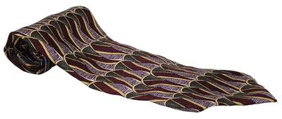 Martin Wong Studio 100% Silk Men’s Necktie Maroon and Gray Geometric Buy 2 Get 1 - Image 1 of 4