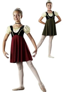 Gretel Child XL Dance Costume BURGUNDY & WHITE Annie Tap Lyrical Ballet Dress - Picture 1 of 6