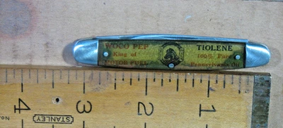 Faca de bolso rara 1900 Pensilvânia TIOLENE Pure Oil Co motor combustível Lackawanna - Imagem 1 de 3