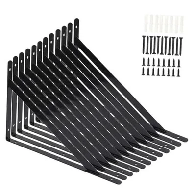 Paquete de 12 soportes de estante de alta resistencia L16" x H 10" con tornillos soportes de estante de pared  Foto 1 de 4