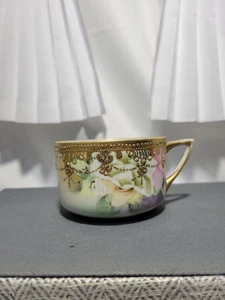 Nippon handbemalte Gold Teetasse mit Blumen verziert ohne Chips antik 1920 - Bild 1 von 14