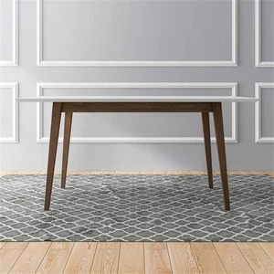 Pemberly Row Mid-Century Rectangular 63" Solid Wood Dining Table in White - Picture 1 of 5