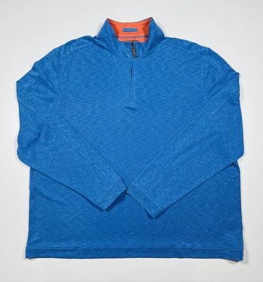 Johnston & Murphy Pullover Mens 2XL Blue Quarter Zip Sweater Lightweight Soft - Image 1 of 4