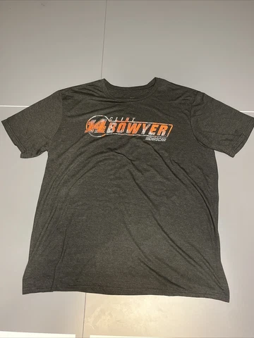 CLINT BOWYER #14 NASCAR RACING T-Shirt Gray Size 2XL Camo Double Sided Cover