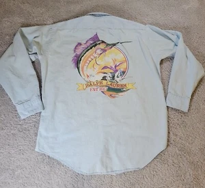 Vintage Ralph Lauren Shirt Youth L Sportsman Fishing Marlin Offshore Swordfish - Picture 1 of 10