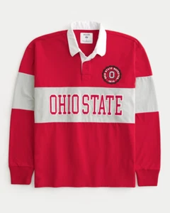 Polo rugby Ohio State Buckeyes Hollister Boxy pesante grafica cotone uomo XL - Foto 1 di 5