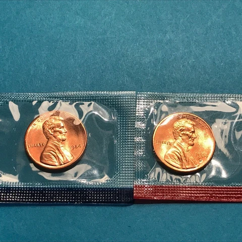 1984 P&D Lincoln Cents Unc Cover