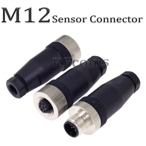 M12 Sensor Connector 8P 8Pin Male Female A Code Straight Waterproof Adapter Plug - Picture 1 of 14