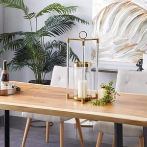 Novogratz Candle Lantern 11"x23.2" Gold Stainless Steel w/Acrylic Accents Indoor - Picture 1 of 7