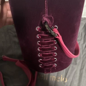 Meli Melo Santina Mini Velvet Bucket Bag, BORDEAUX, NWT - Picture 1 of 12