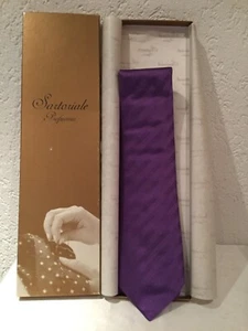 Corbata Saroriale Profuomo P.SELLA SEDA LILA seda pura hecha en Italia NUEVO - Imagen 1 de 6