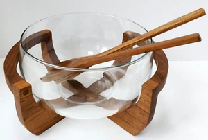 De colección MCM Gailstyn-Sutton Cuenco de Vidrio Madera de Teca Plato para Servir Ensalada Tenedor Cuchara - Imagen 1 de 19