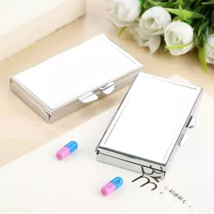 Contenitore portapillole rettangolare in metallo 7 slot organizer medicinali custodia - Foto 1 di 12