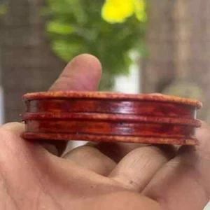 Vintage Rare Collectible Handcrafted Pair Bangle Indian Women Red Bangle Kada - Picture 1 of 14