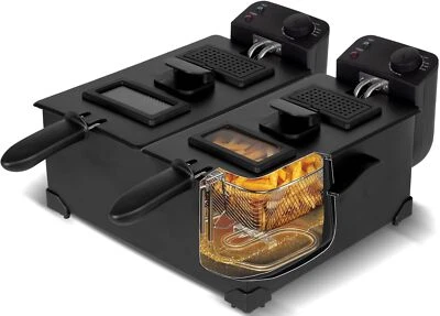 Doppel-Fritteuse 2x3L 3600W Edelstahl 0–190°C Kaltzone spülmaschinenfest  - Bild 1 von 4