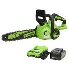 GreenWorks 24V 12 inch Battery ChainSaw 7 M/S Brushless Motor with 4Ah Battery