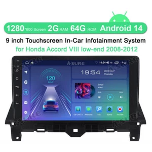 2+64G Car Stereo Radio Android 14 GPS Apple Carplay For Honda Accord 8 2008-2013 - Picture 1 of 12