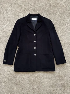 Hensel & Mortensen Blazer Women's UK 16/14 Dark Navy 4 Button Jacket Angora Soft - Picture 1 of 13