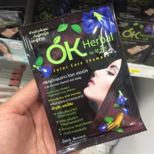 OK tintura per capelli a base di erbe colore marrone scuro shampoo naturale farfalla pea, ginseng - Foto 1 di 8
