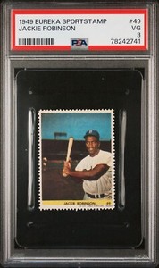 PSA 3 VG JACKIE ROBINSON HOF ROOKIE 1949 EUREKA SPORTSTAMP #49 GRADED RARE TPHLC