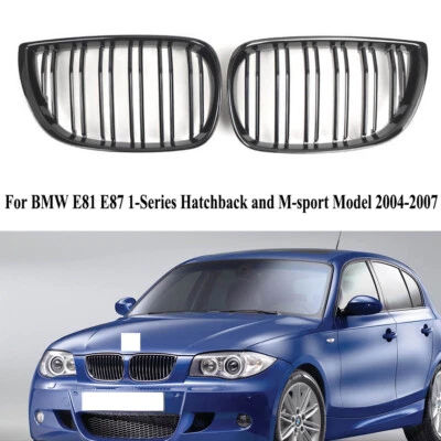 Par Para BMW E81 E87 2004-2007 Serie 1 Par Delantero Riñonera Malla Negro Brillante Foto 1 de 4